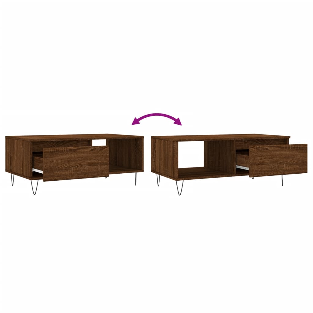 Mesa de centro 90x50x36,5cm derivados madeira carvalho castanho - Image 8