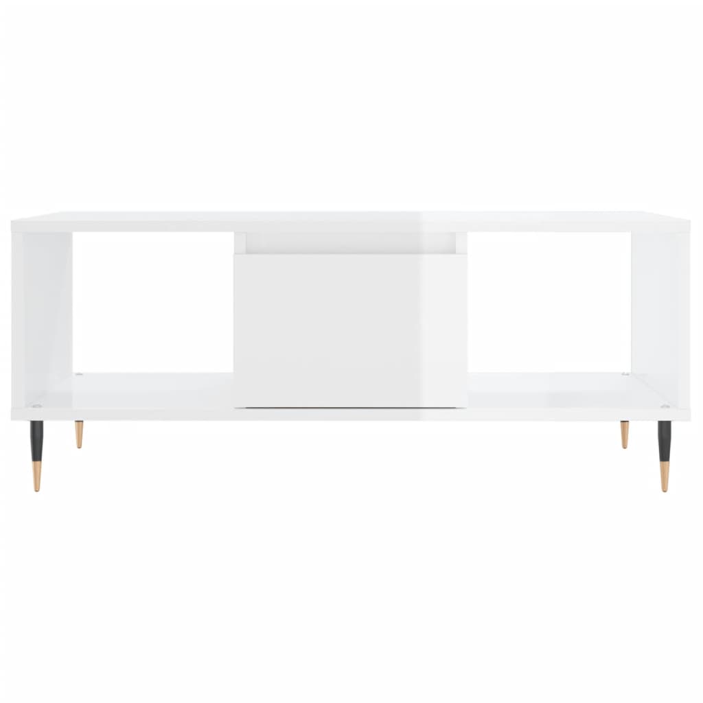 Mesa de centro 90x50x36,5 cm derivados madeira branco brilhante - Image 4