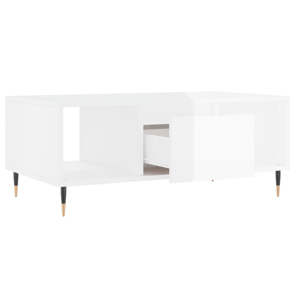 Mesa de centro 90x50x36,5 cm derivados madeira branco brilhante - Image 5