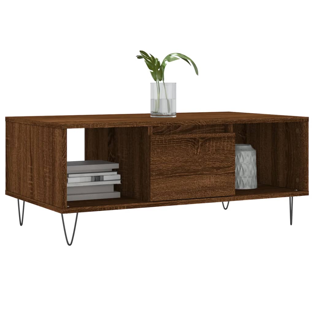 Mesa de centro 90x50x36,5cm derivados madeira carvalho castanho - Image 2