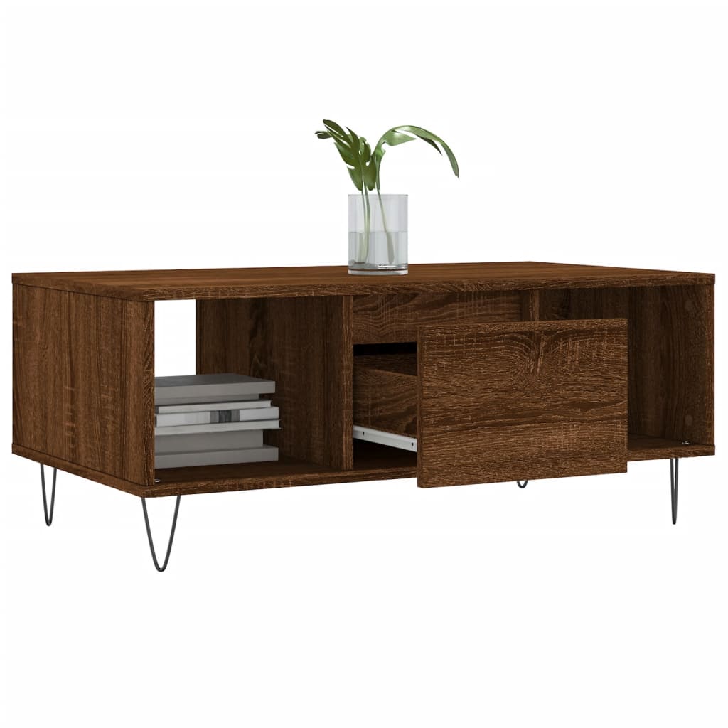 Mesa de centro 90x50x36,5cm derivados madeira carvalho castanho - Image 3