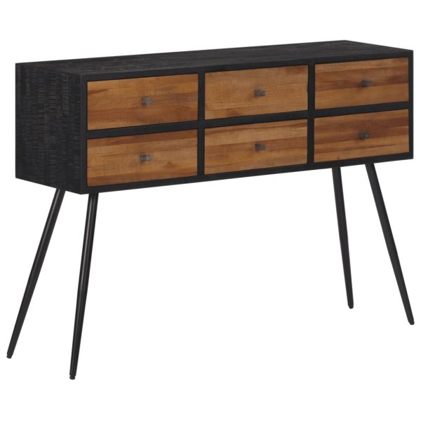 Mesa consola com gavetas 116x30x76 cm teca recuperada maciça