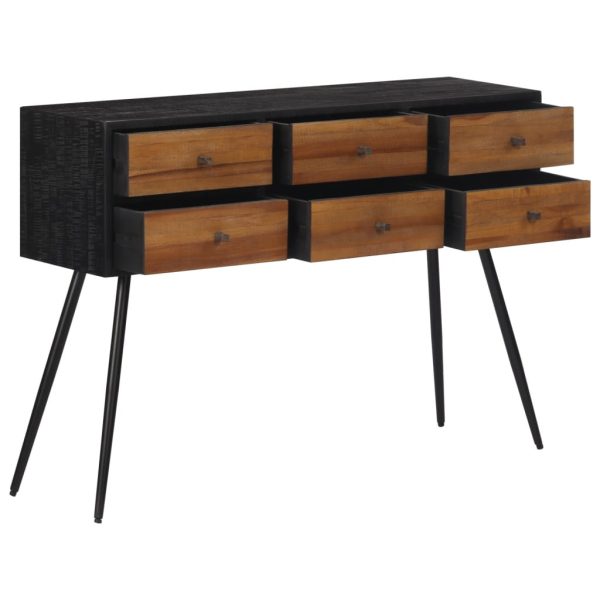 Mesa consola com gavetas 116x30x76 cm teca recuperada maciça - Image 2
