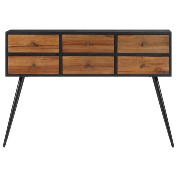 Mesa consola com gavetas 116x30x76 cm teca recuperada maciça - Image 3