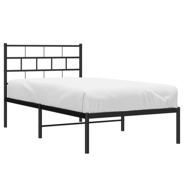 Estrutura de cama com cabeceira 90x200 cm metal preto - Image 2