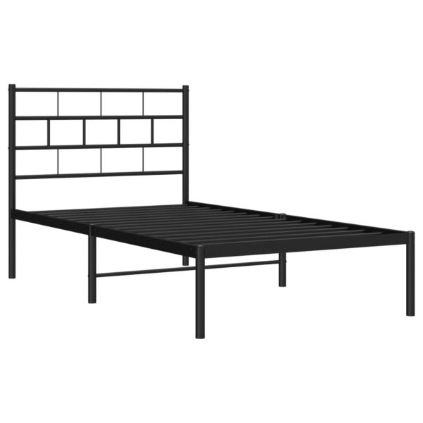 Estrutura de cama com cabeceira 90x200 cm metal preto - Image 3