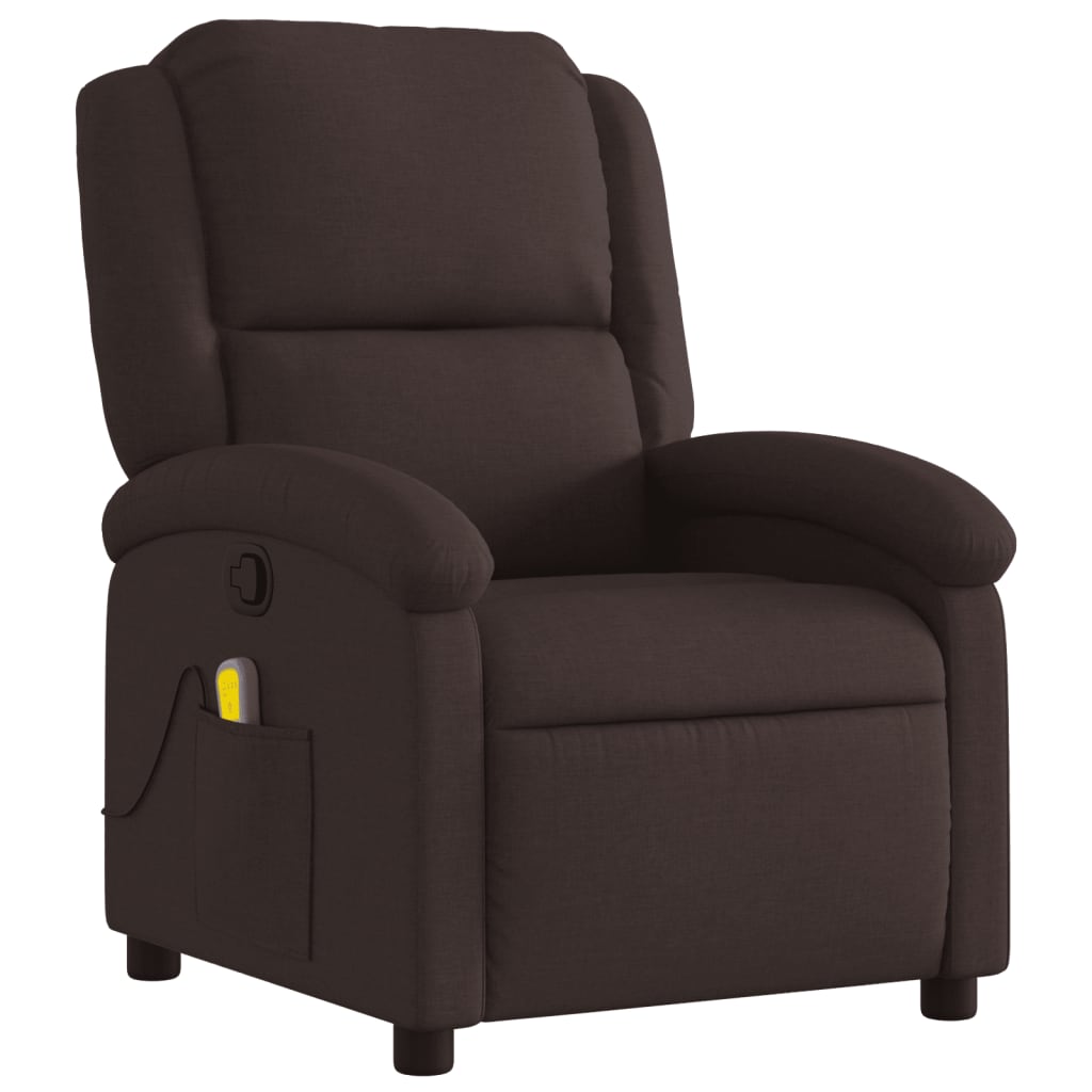 Poltrona de massagens reclinável tecido castanho-escuro - Image 2