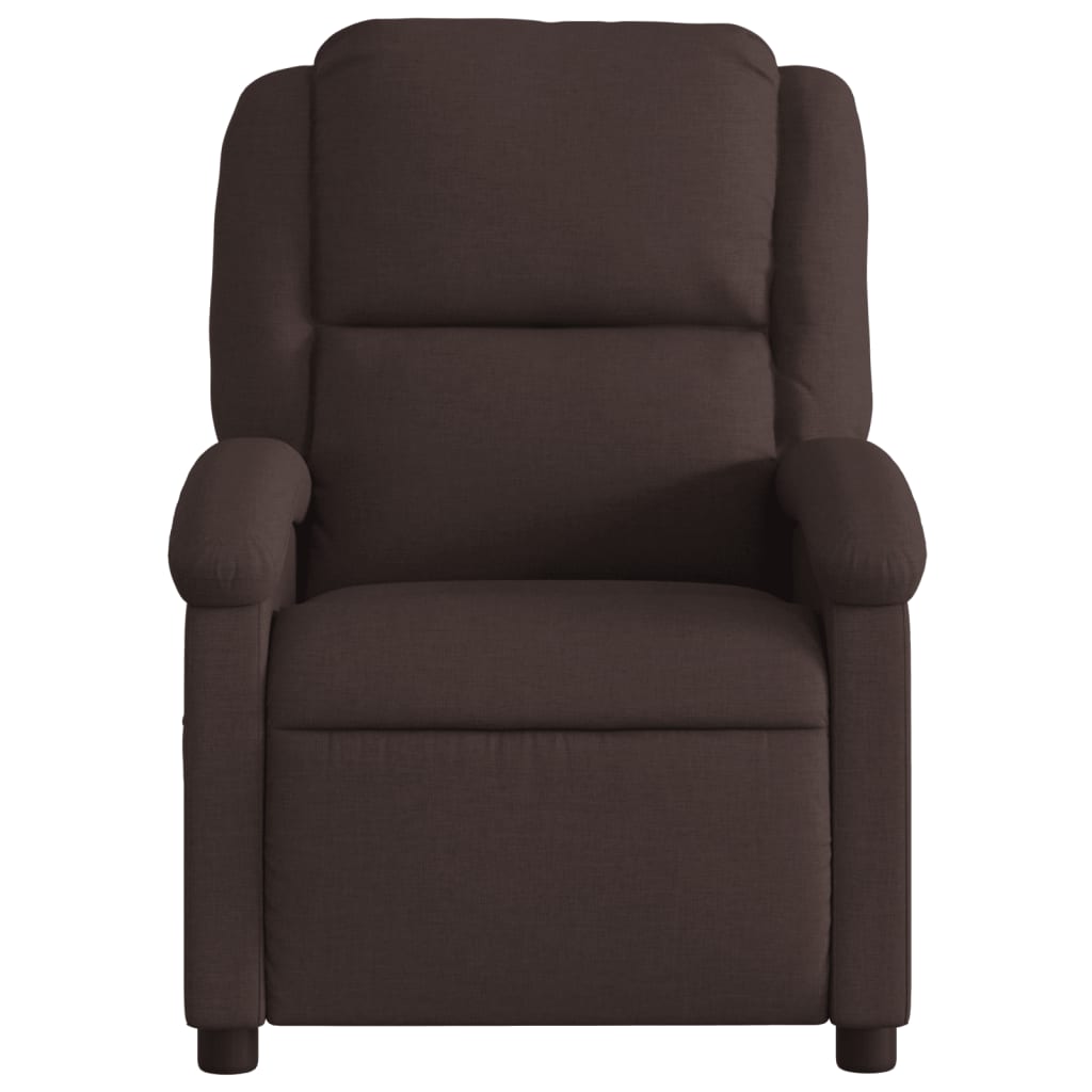 Poltrona de massagens reclinável tecido castanho-escuro - Image 3