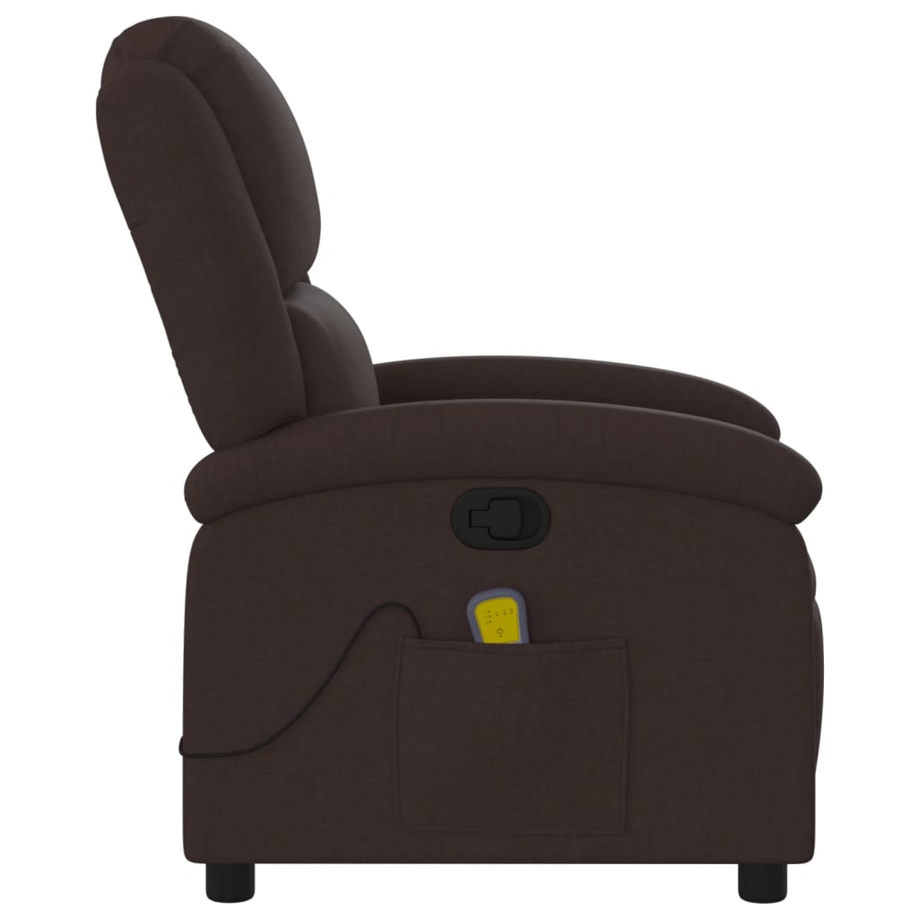 Poltrona de massagens reclinável tecido castanho-escuro - Image 4