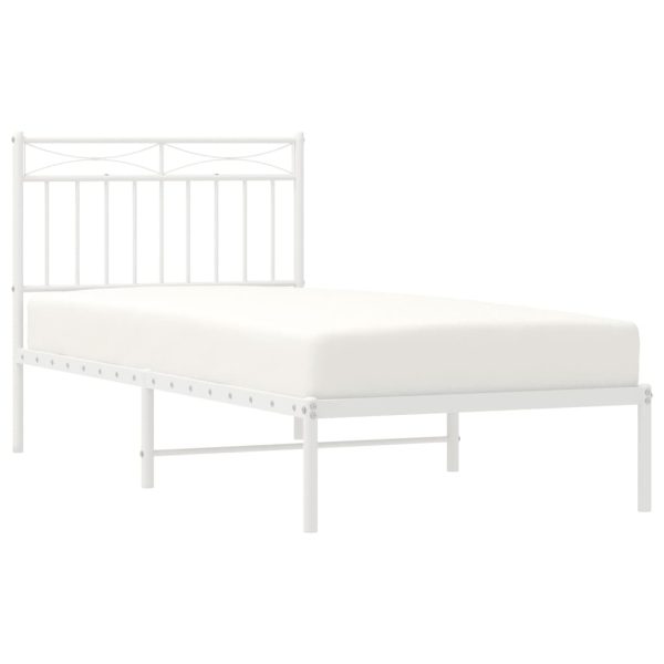 Estrutura de cama com cabeceira 90x200 cm metal branco - Image 2