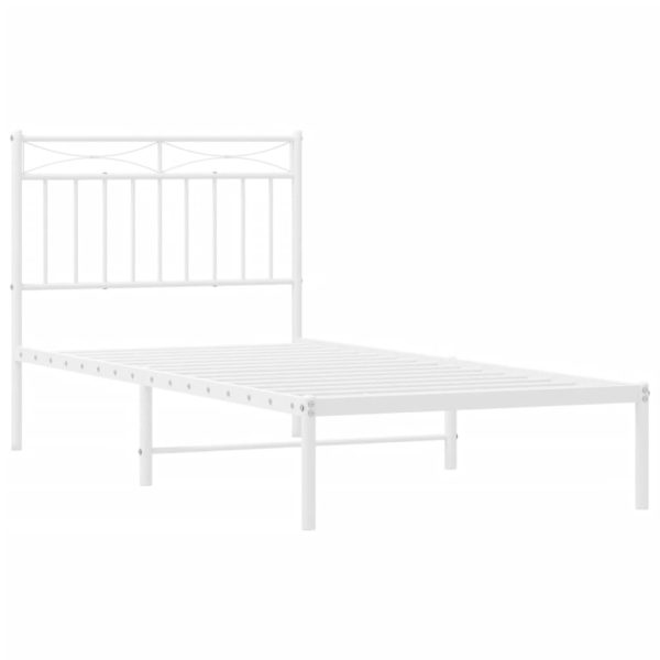 Estrutura de cama com cabeceira 90x200 cm metal branco - Image 3