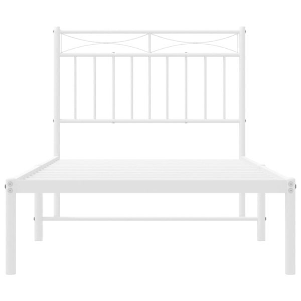 Estrutura de cama com cabeceira 90x200 cm metal branco - Image 4