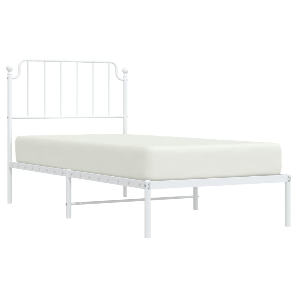 Estrutura de cama com cabeceira 90x200 cm metal branco - Image 2