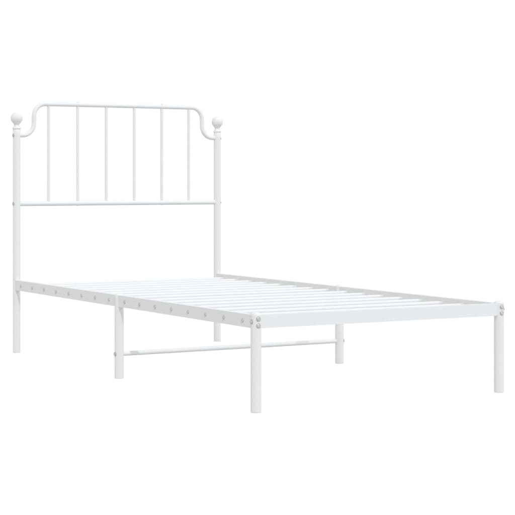 Estrutura de cama com cabeceira 90x200 cm metal branco - Image 3