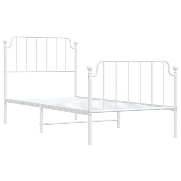 Estrutura de cama com cabeceira e pés 90x190 cm metal branco - Image 3