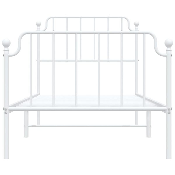 Estrutura de cama com cabeceira e pés 90x190 cm metal branco - Image 4