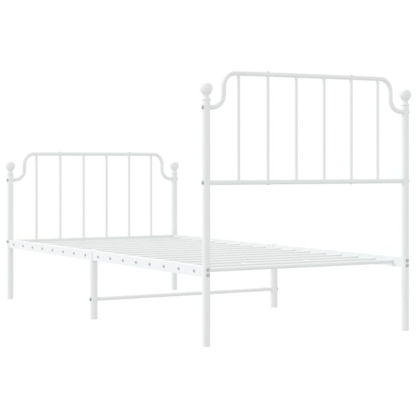Estrutura de cama com cabeceira e pés 90x190 cm metal branco - Image 6