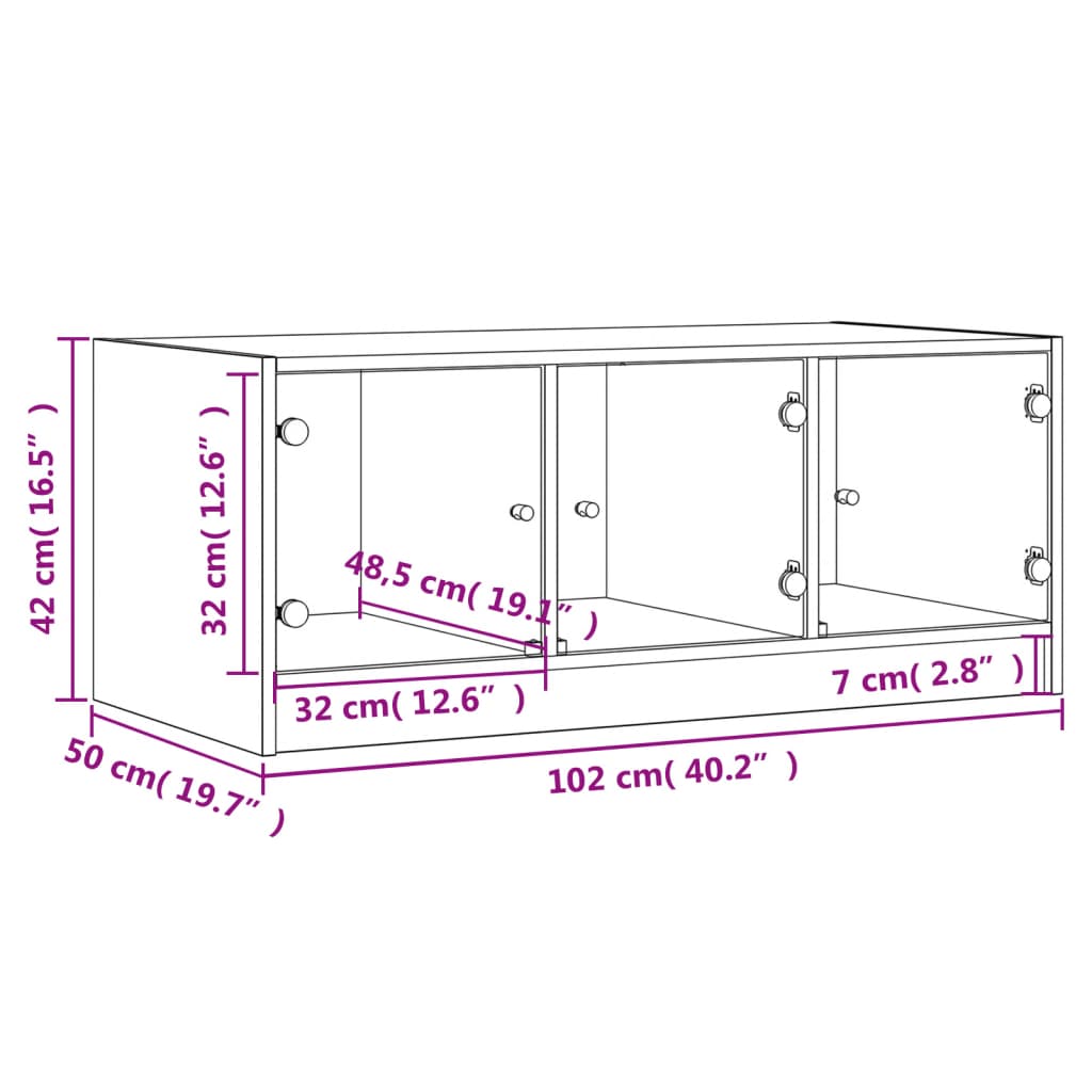 Mesa de centro c/ portas de vidro 102x50x42 cm carvalho fumado - Image 11