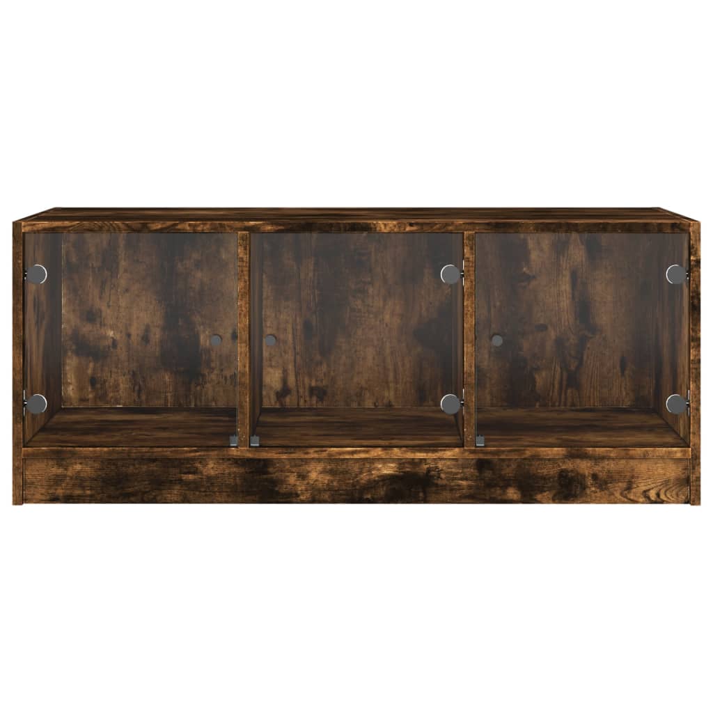 Mesa de centro c/ portas de vidro 102x50x42 cm carvalho fumado - Image 5