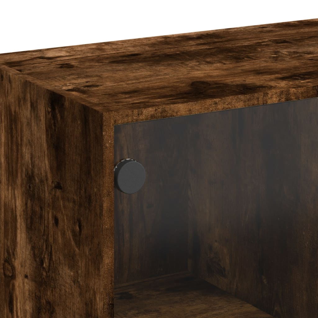 Mesa de centro c/ portas de vidro 102x50x42 cm carvalho fumado - Image 9