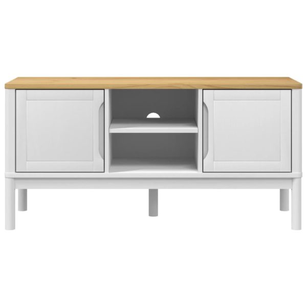 Móvel de TV FLORO 114x43x55 cm madeira de pinho maciça branco - Image 4