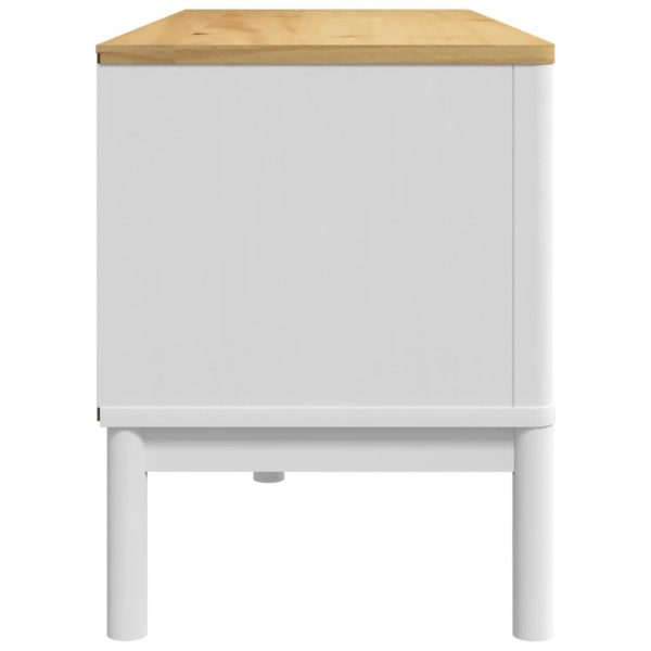 Móvel de TV FLORO 114x43x55 cm madeira de pinho maciça branco - Image 5