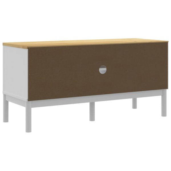 Móvel de TV FLORO 114x43x55 cm madeira de pinho maciça branco - Image 6