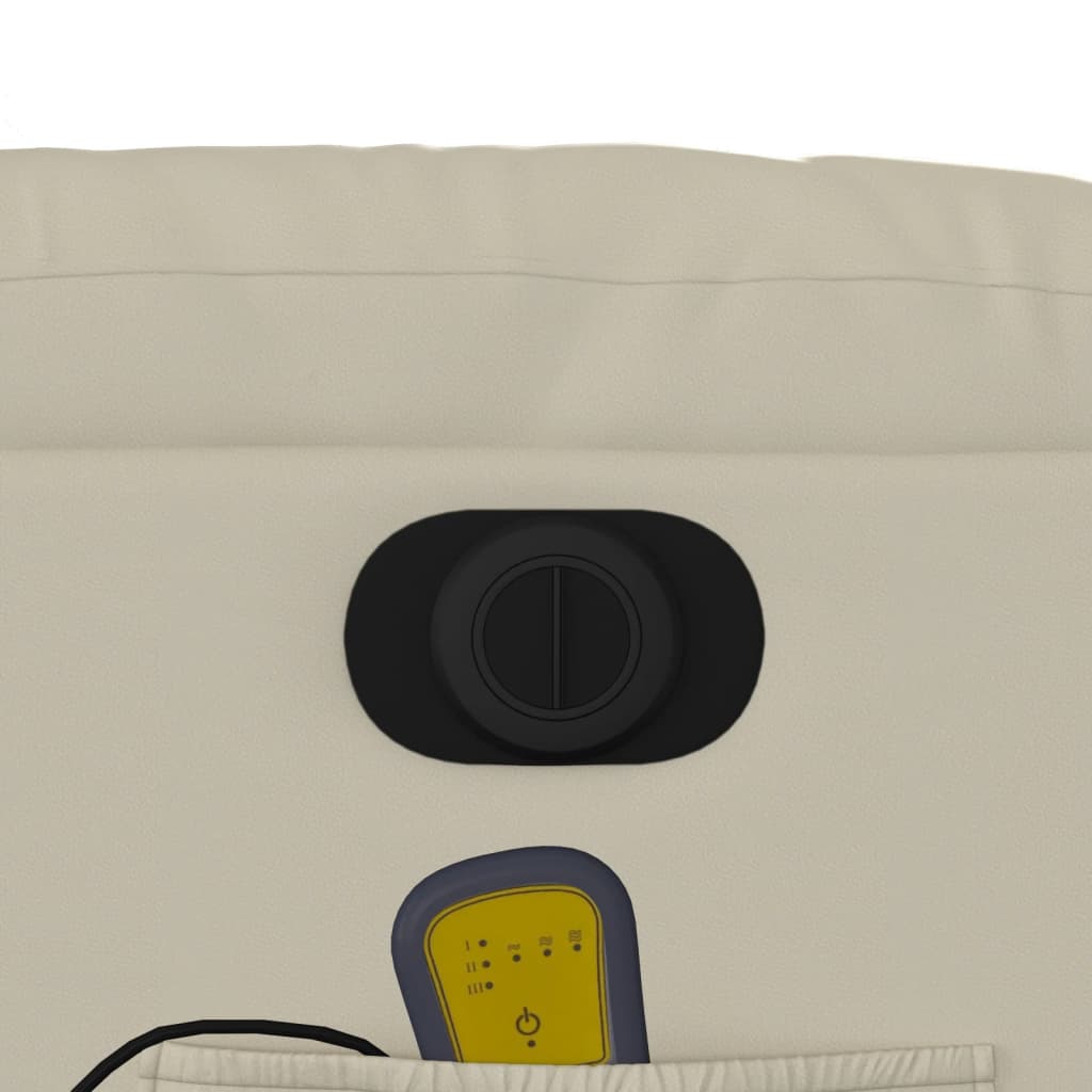 Poltrona massagens reclinável elétrica couro artificial creme - Image 11