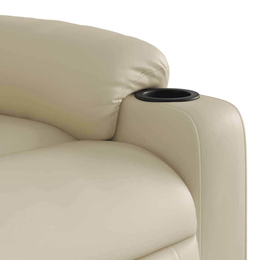 Poltrona massagens reclinável elétrica couro artificial creme - Image 10