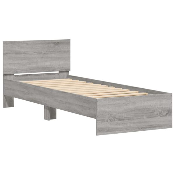 Estrutura de cama c/ cabeceira derivados madeira cinza sonoma - Image 2