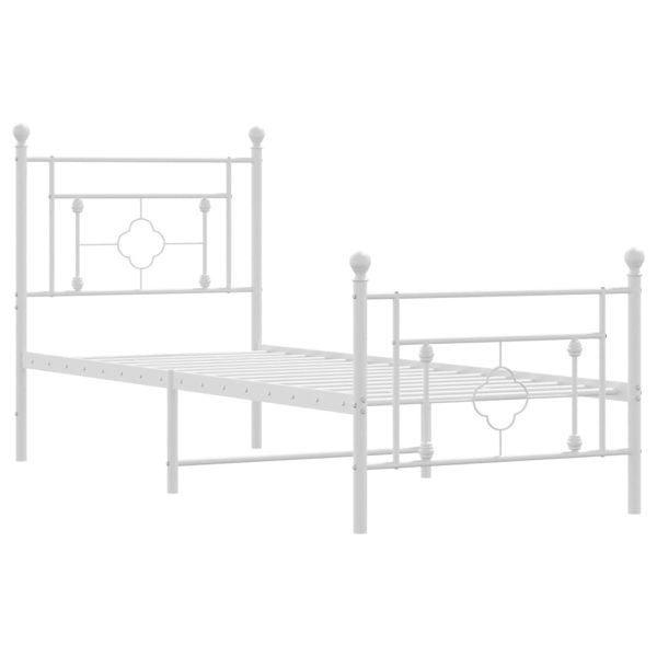 Estrutura de cama com cabeceira e pés 75x190 cm metal branco - Image 3
