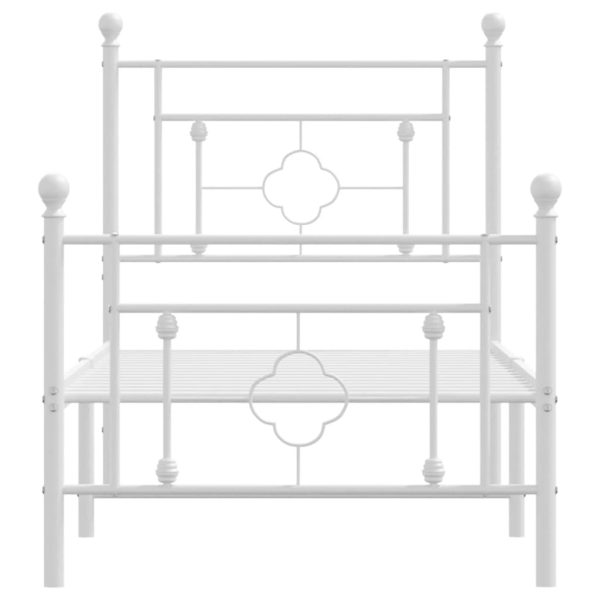Estrutura de cama com cabeceira e pés 75x190 cm metal branco - Image 4