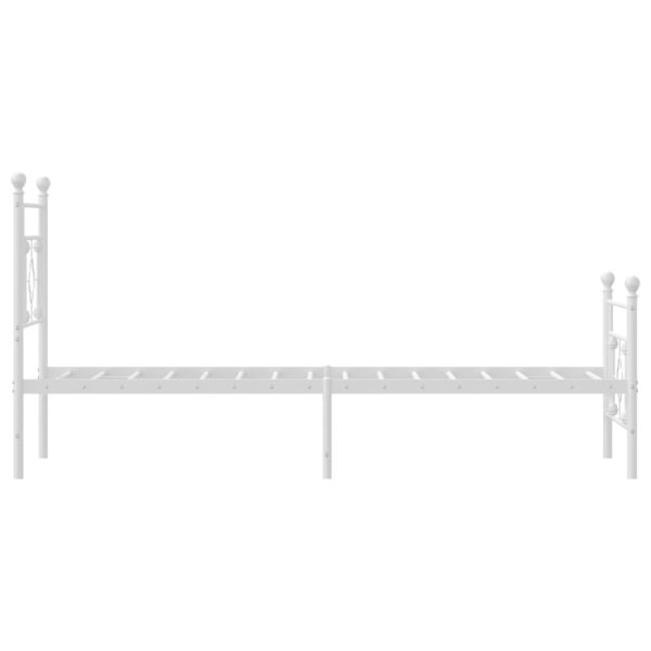 Estrutura de cama com cabeceira e pés 75x190 cm metal branco - Image 5