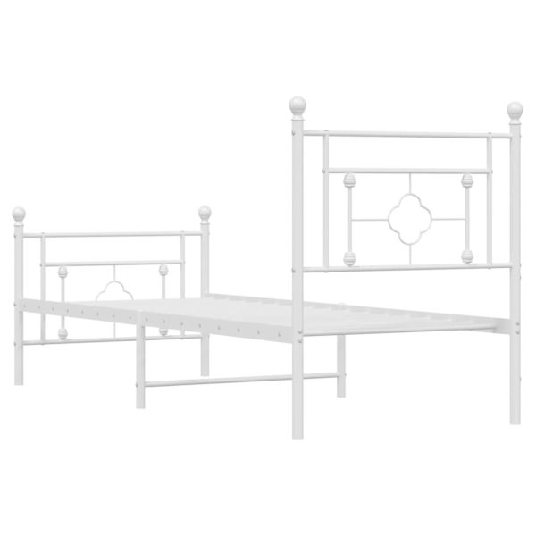 Estrutura de cama com cabeceira e pés 75x190 cm metal branco - Image 6