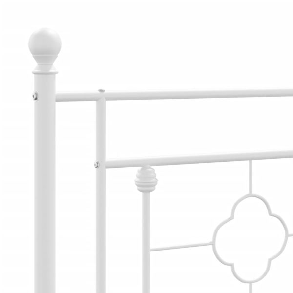 Estrutura de cama com cabeceira e pés 75x190 cm metal branco - Image 7
