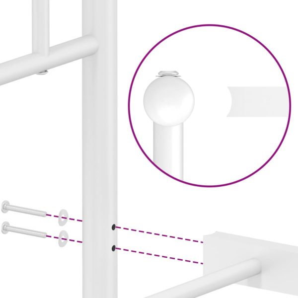 Estrutura de cama com cabeceira e pés 75x190 cm metal branco - Image 8