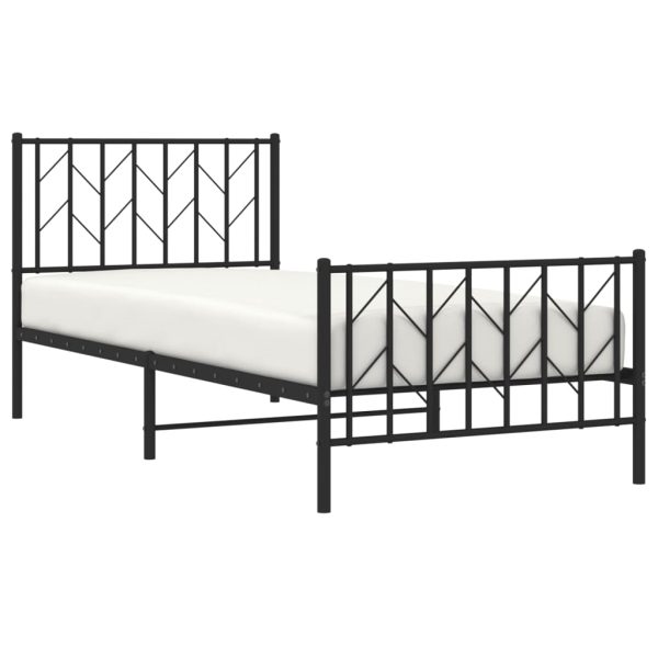 Estrutura de cama com cabeceira e pés 90x190 cm metal preto - Image 2