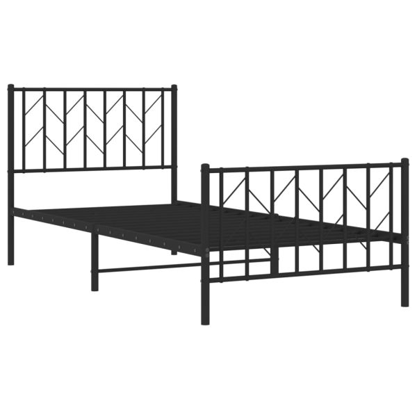 Estrutura de cama com cabeceira e pés 90x190 cm metal preto - Image 3