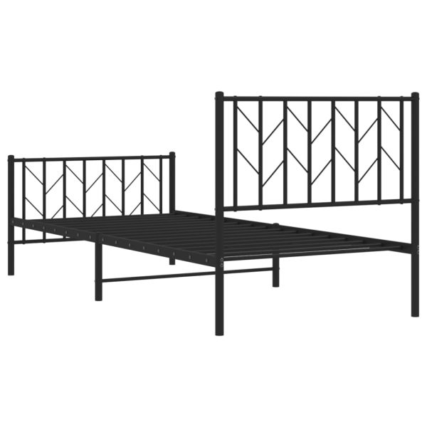 Estrutura de cama com cabeceira e pés 90x190 cm metal preto - Image 6