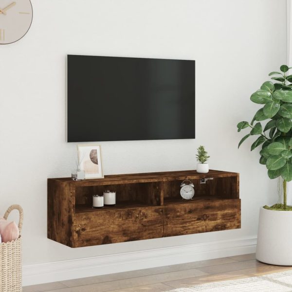 Móvel parede TV 100x30x30 cm derivados madeira carvalho fumado - Image 2
