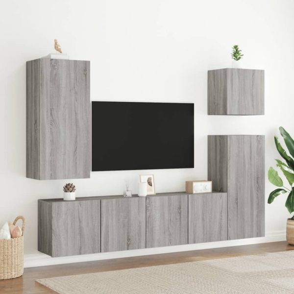 Móvel parede TV 40,5x30x90 cm derivados de madeira cinza sonoma - Image 3