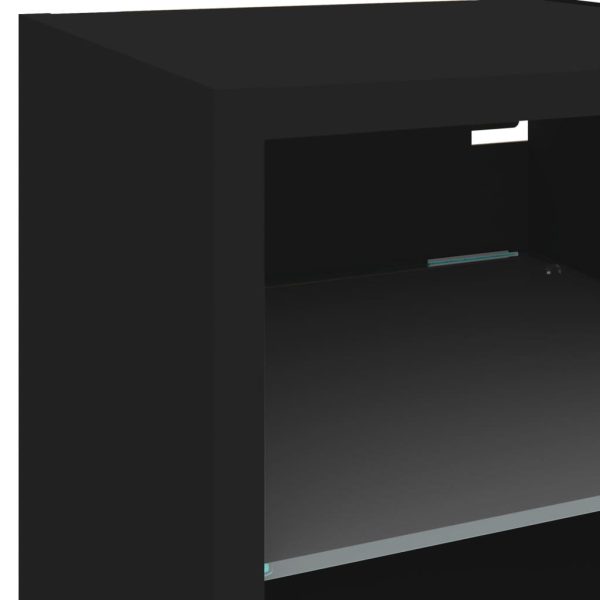 Móveis de parede p/ TV com luzes LED 2 pcs 30x28,5x30 cm preto - Image 11