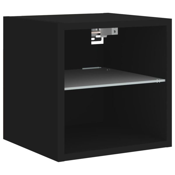 Móveis de parede p/ TV com luzes LED 2 pcs 30x28,5x30 cm preto - Image 7