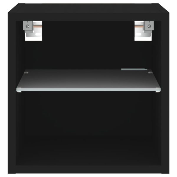 Móveis de parede p/ TV com luzes LED 2 pcs 30x28,5x30 cm preto - Image 8