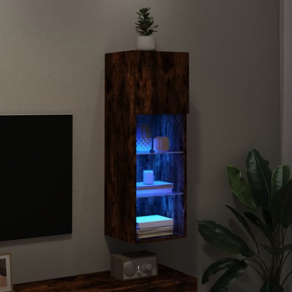 Móvel de TV com luzes LED 30,5x30x90 cm carvalho fumado - Image 4