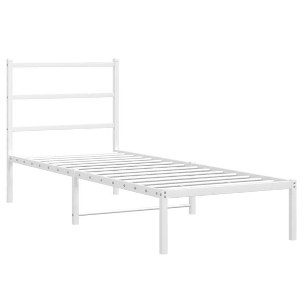 Estrutura de cama com cabeceira 80x200 cm metal branco - Image 2