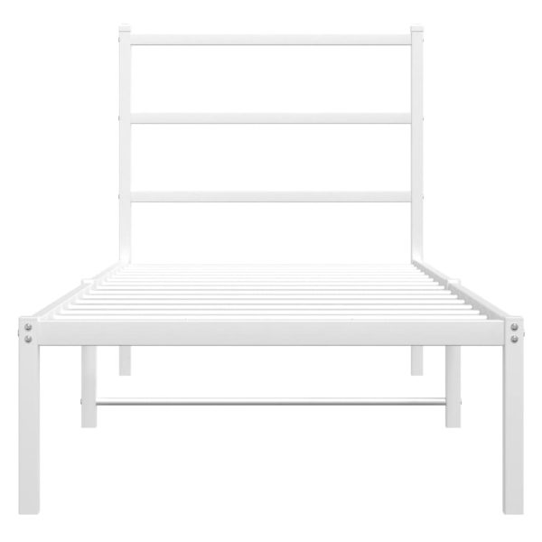 Estrutura de cama com cabeceira 80x200 cm metal branco - Image 4