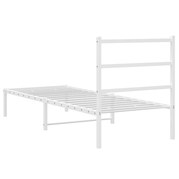 Estrutura de cama com cabeceira 80x200 cm metal branco - Image 6