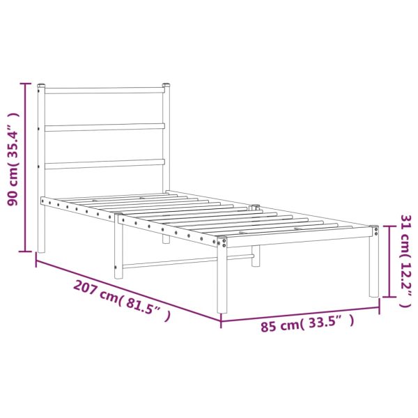 Estrutura de cama com cabeceira 80x200 cm metal branco - Image 9