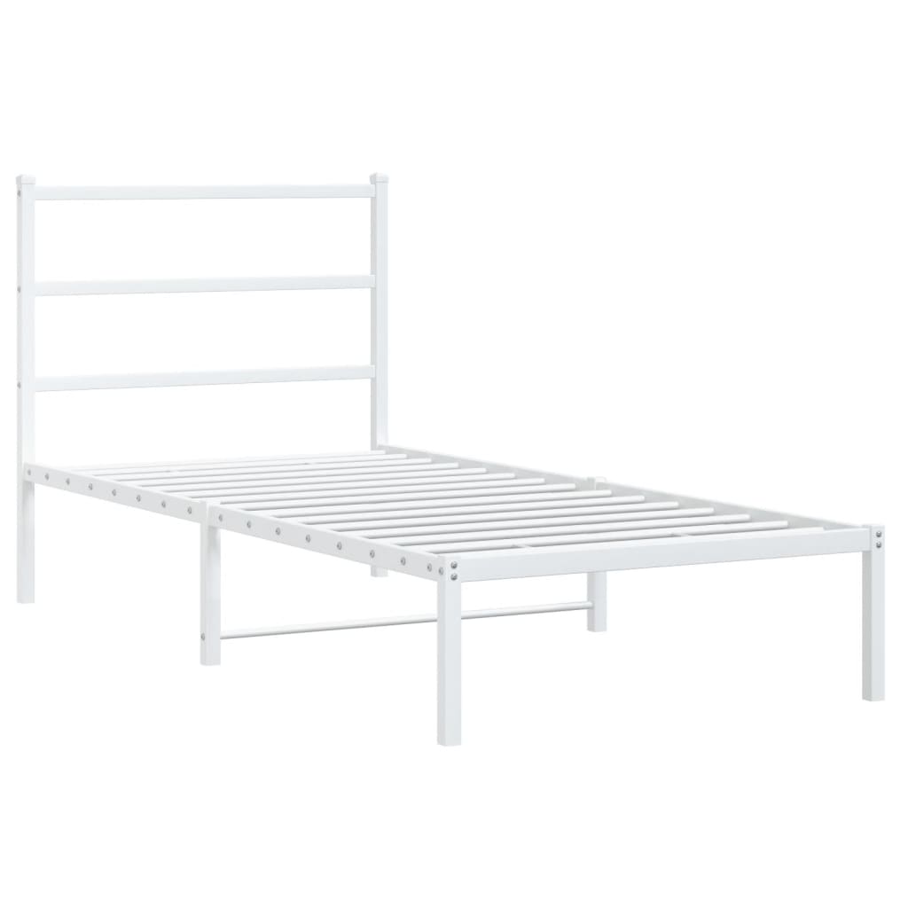 Estrutura de cama com cabeceira 90x190 cm metal branco - Image 2